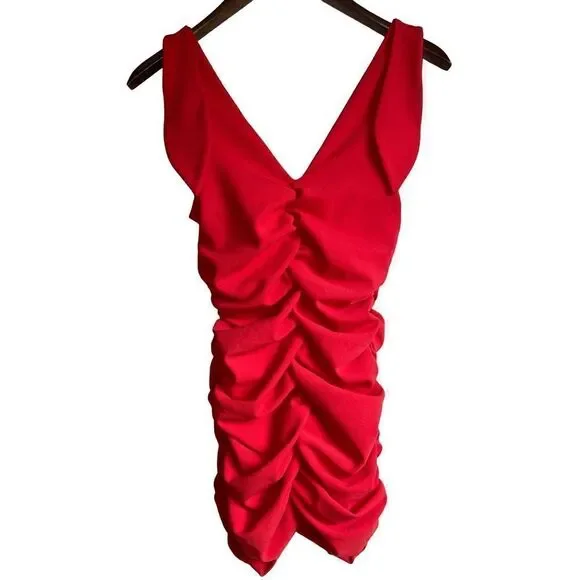 Ruched Tie It Down Crepe Mini Dress - Picture 1 of 16